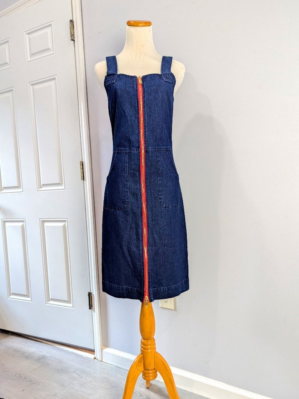 *MKRM Blue Denim Sleeveless Midi Dress Sz XS